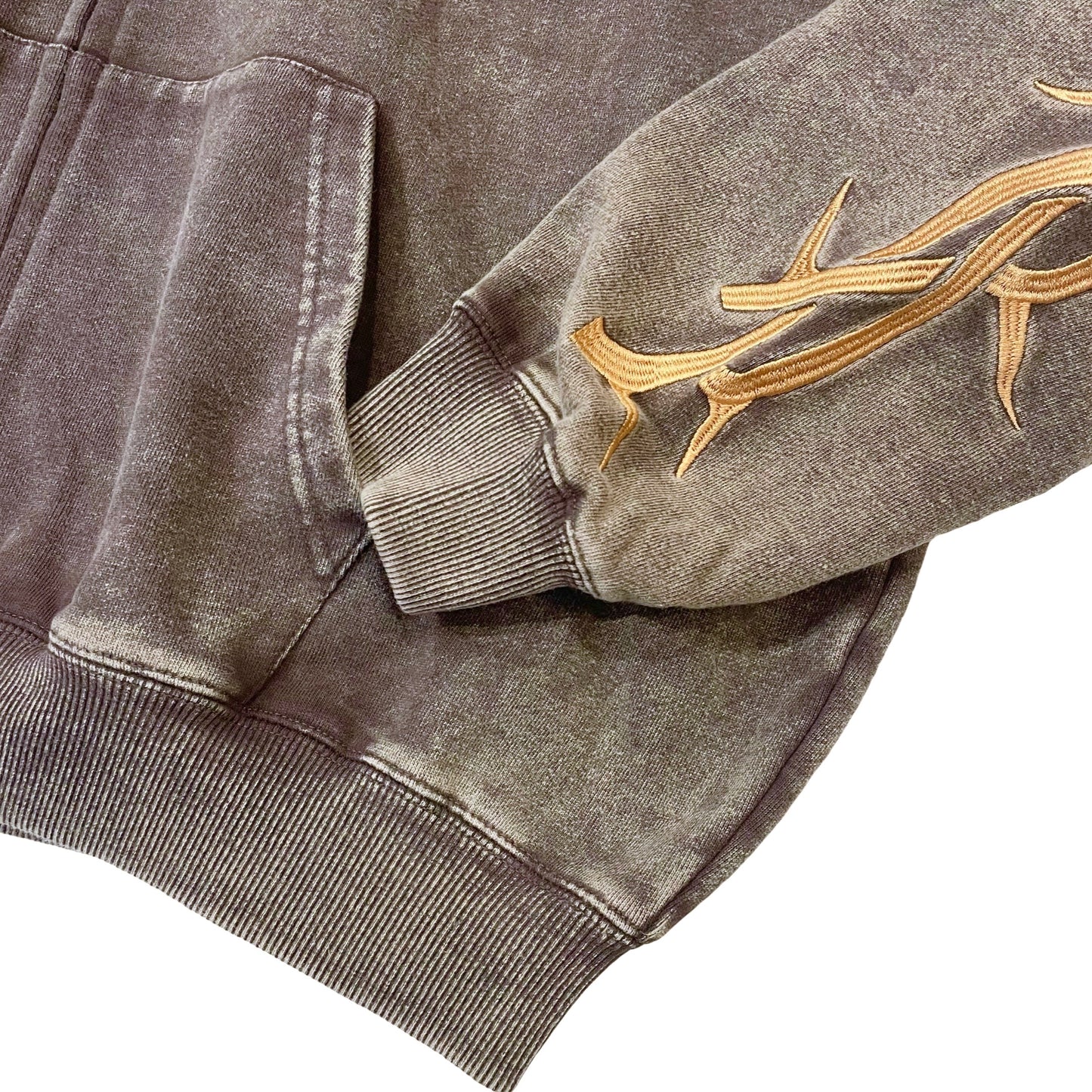 "EAGLE" PIGMENT ZIP HOODIE - BROWN