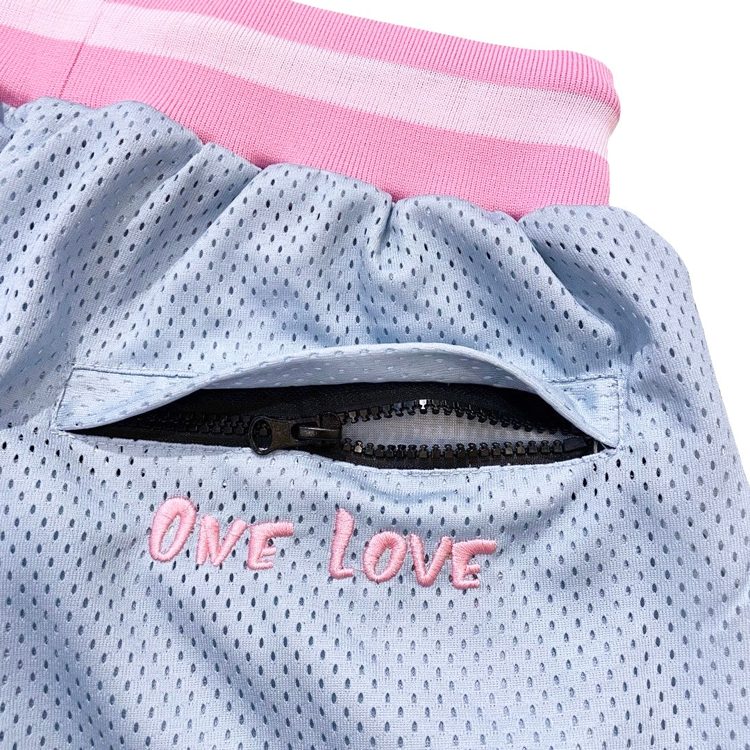 BASKETBALL STAR SHORTS - SKY BLUE / PINK