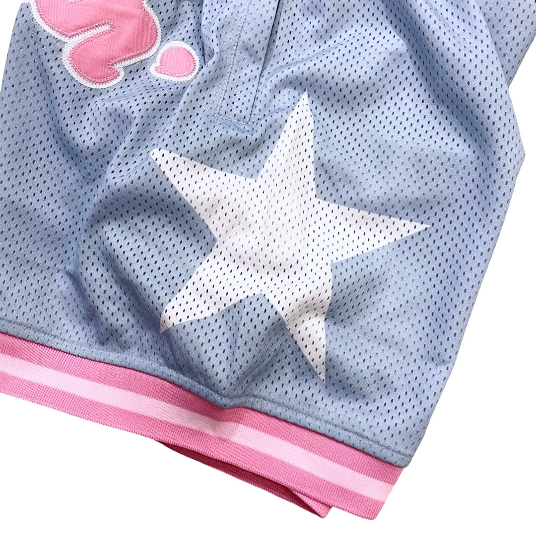 BASKETBALL STAR SHORTS - SKY BLUE / PINK