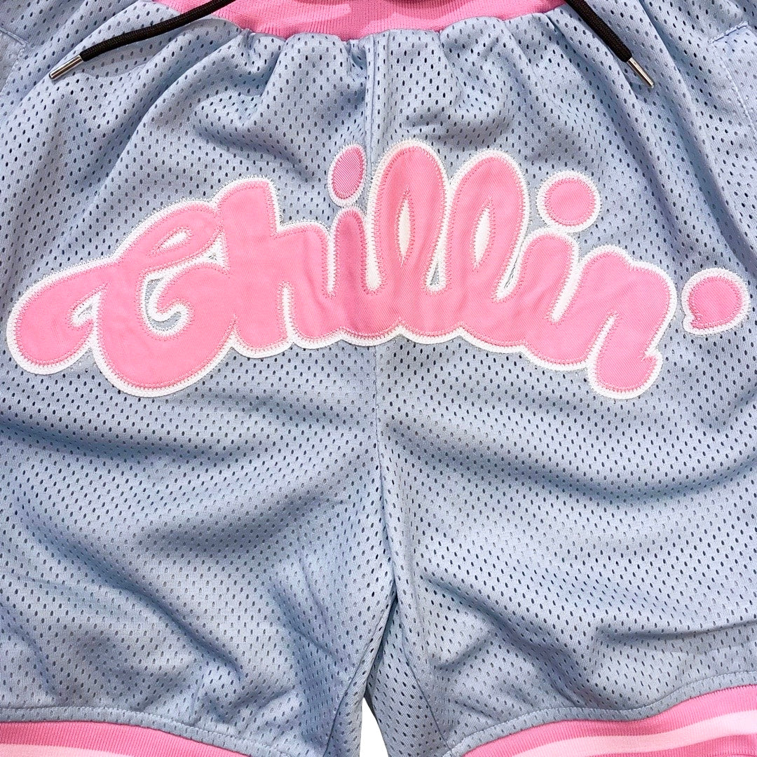 BASKETBALL STAR SHORTS - SKY BLUE / PINK
