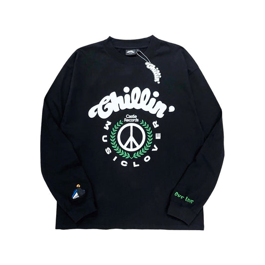 CHILLIN' × Castle Records - "MUSIC LOVER" L/TEE - BLACK