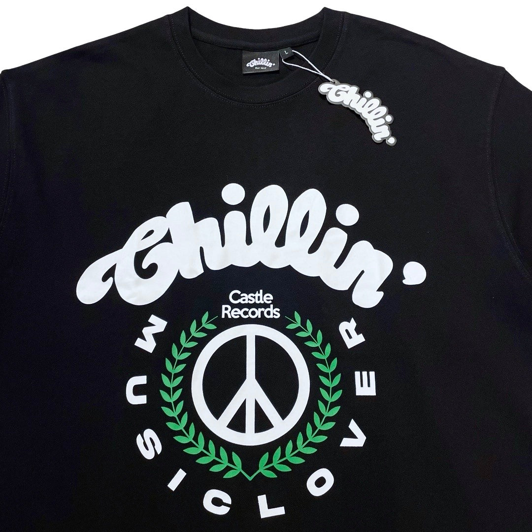 CHILLIN' × Castle Records - "MUSIC LOVER" L/TEE - BLACK
