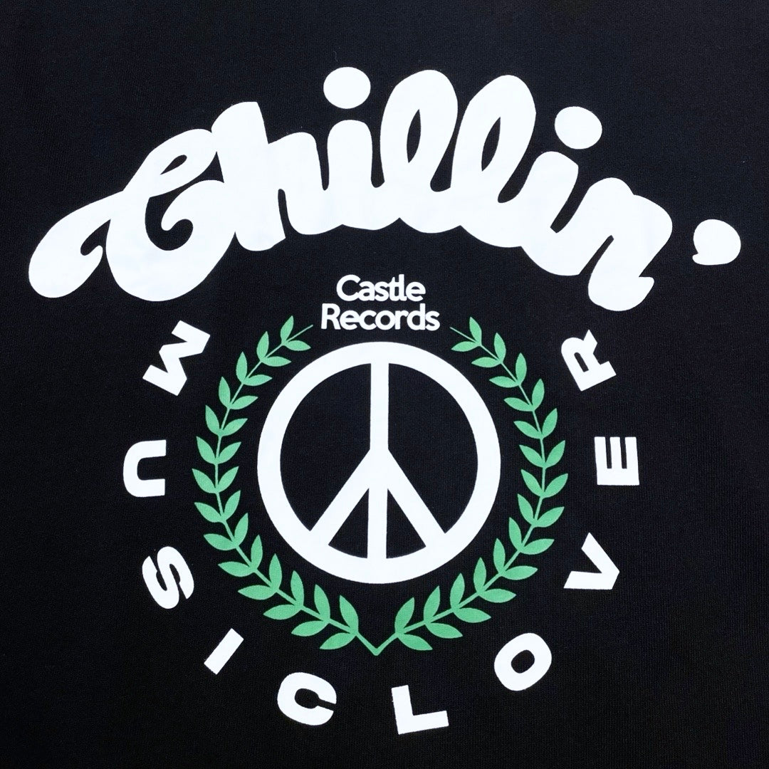 CHILLIN' × Castle Records - "MUSIC LOVER" L/TEE - BLACK