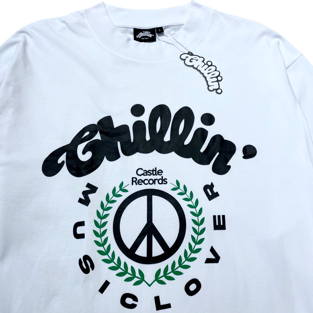 CHILLIN' × Castle Records - "MUSIC LOVER" S/TEE - WHITE