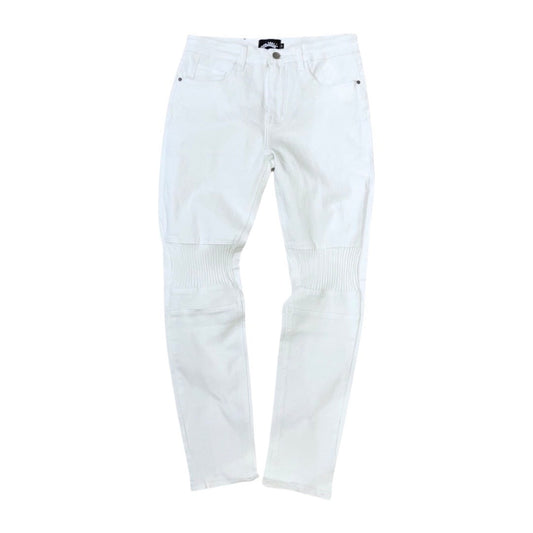 WHITE STRETCH DENIM PANTS