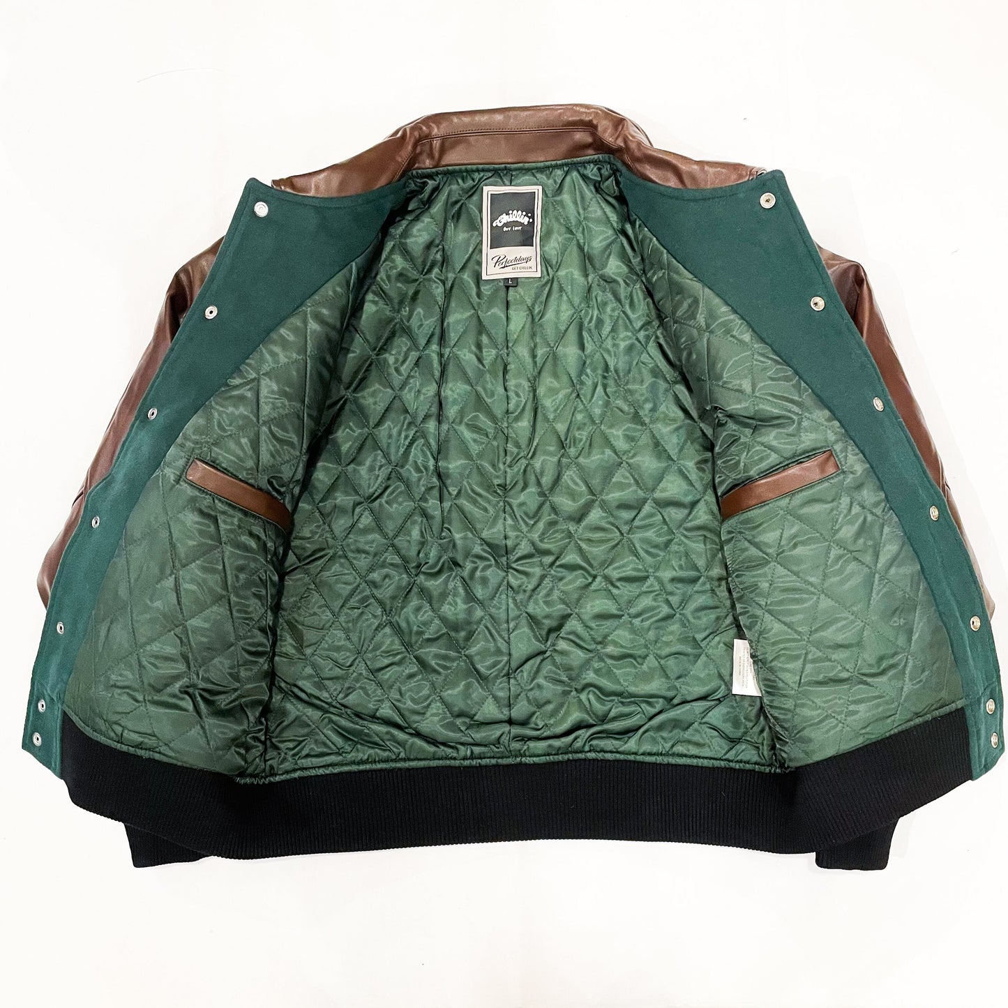LIVE 2 CHILL CHILL 2 LIVE STADIUM JACKET - GREEN / BROWN