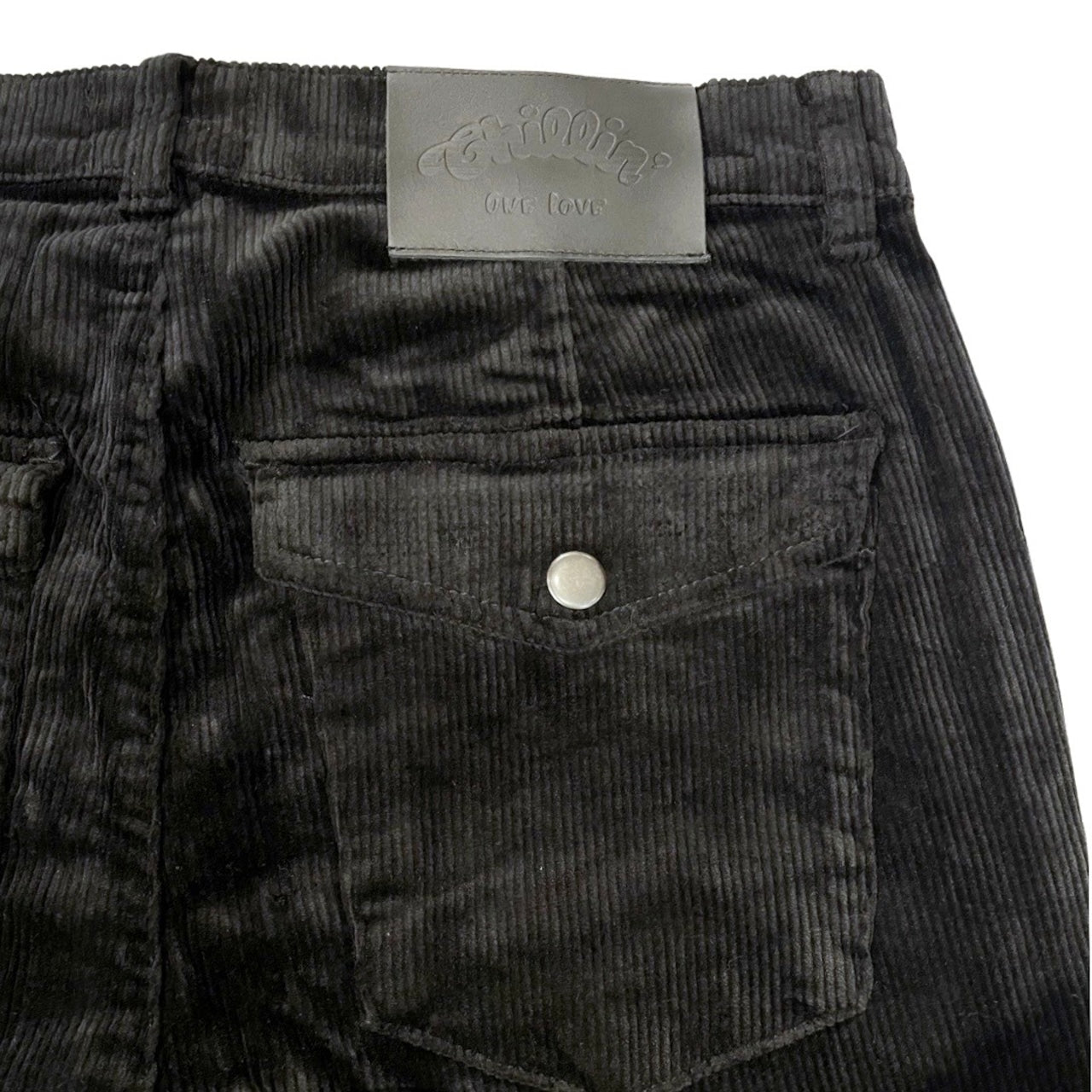 CORDUROY CARGO PANTS - BLACK