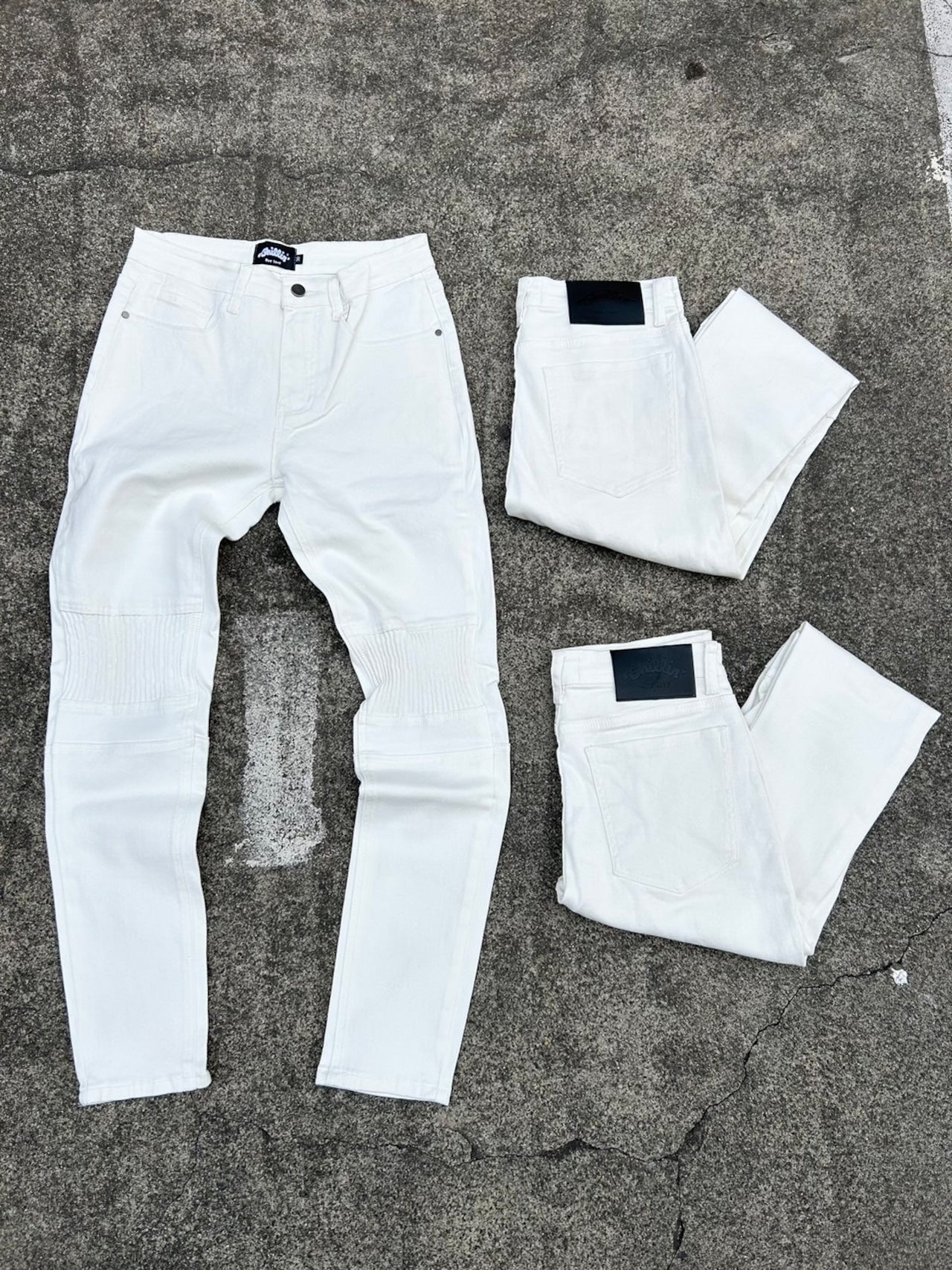 WHITE STRETCH DENIM PANTS
