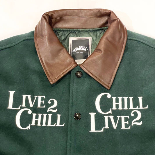 LIVE 2 CHILL CHILL 2 LIVE STADIUM JACKET - GREEN / BROWN