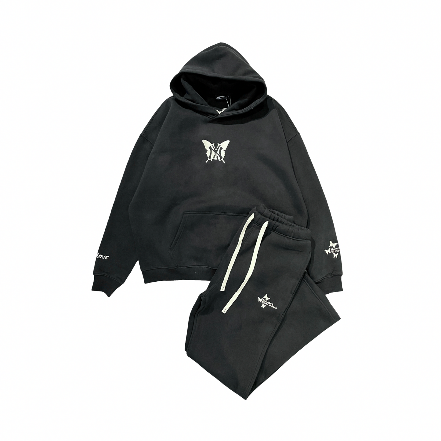 NY BUTTERFLY SWEATSUIT SET - BLACK