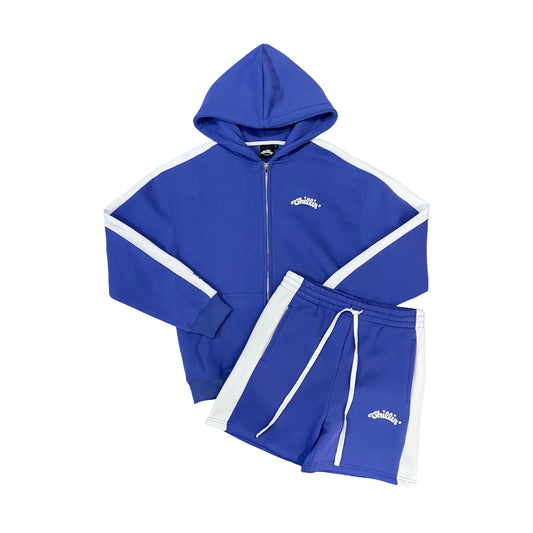 LINE ZIP-UP SWEATSUIT SET - BLUE