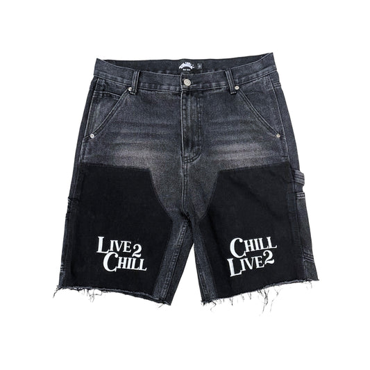PAINTER DENIM SHORTS - BLACK