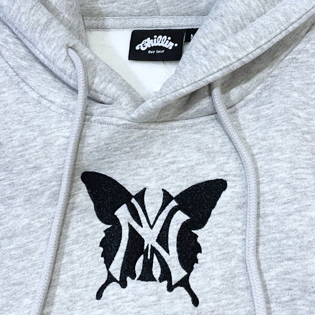 Women's NY BUTTERFLY HOODIE - GREY / BLACK