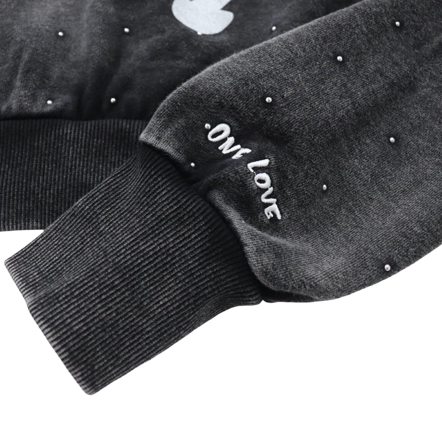 Women's STUDS PIGMENT ZIP HOODIE - BLACK