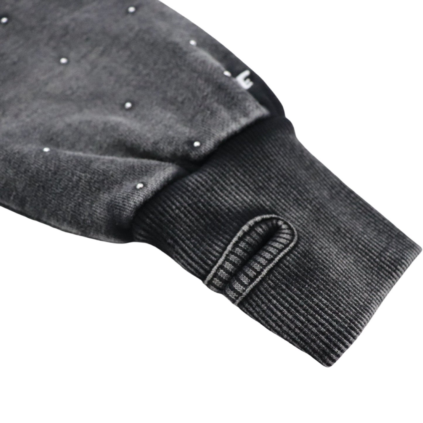 Women's STUDS PIGMENT ZIP HOODIE - BLACK