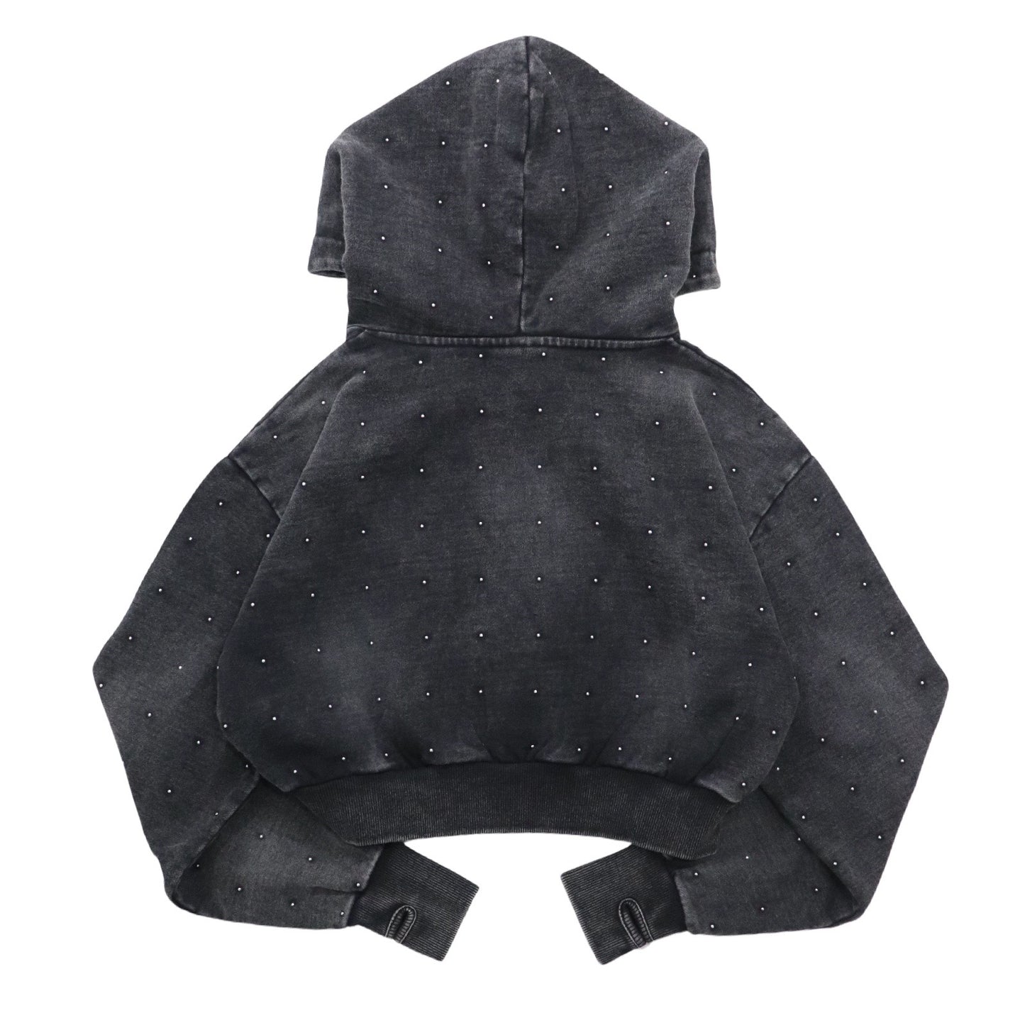 Women's STUDS PIGMENT ZIP HOODIE - BLACK
