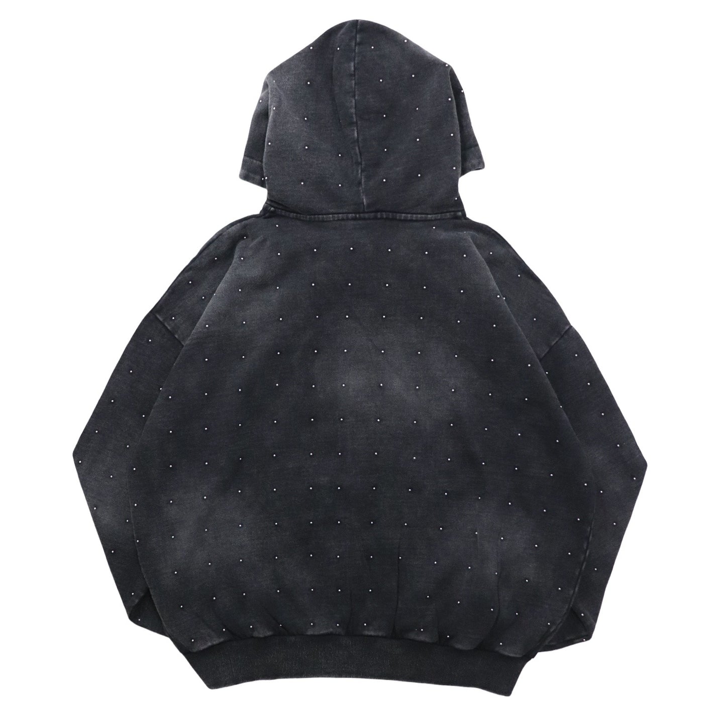 STUDS PIGMENT ZIP HOODIE - BLACK