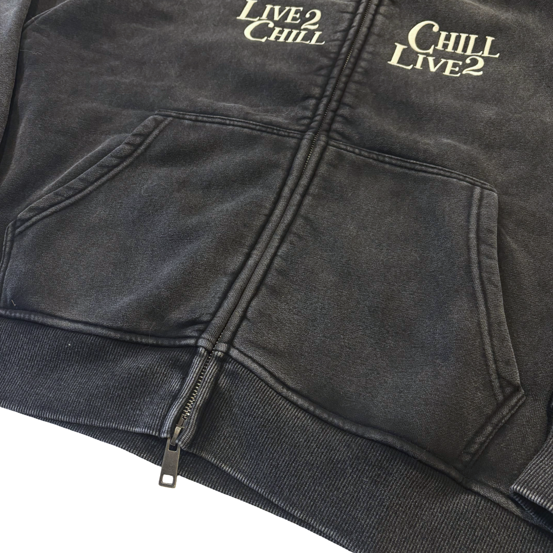 REMOVABLE FUR ZIP HOODIE - BLACK