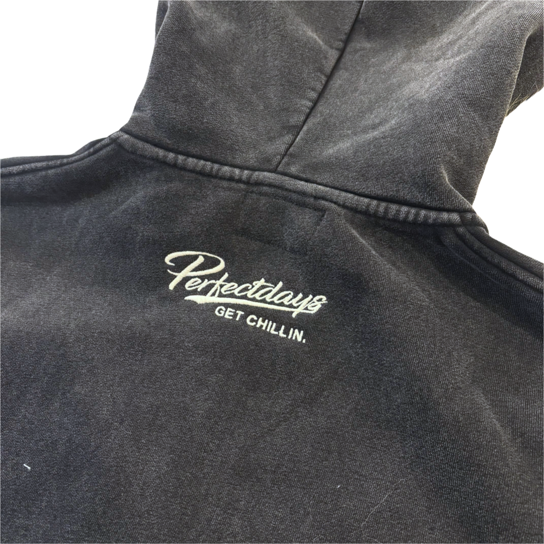 REMOVABLE FUR ZIP HOODIE - BLACK
