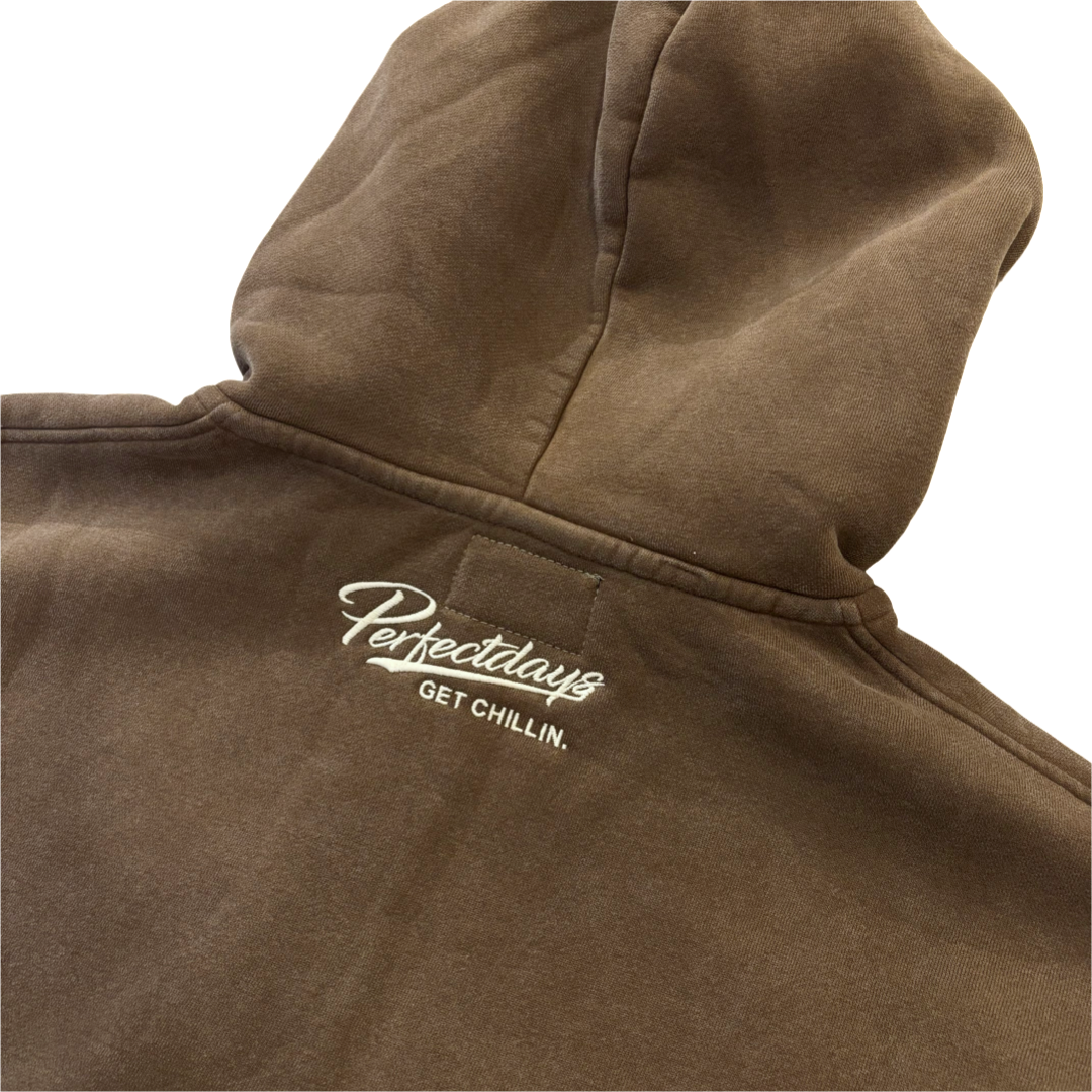 REMOVABLE FUR ZIP HOODIE - BROWN