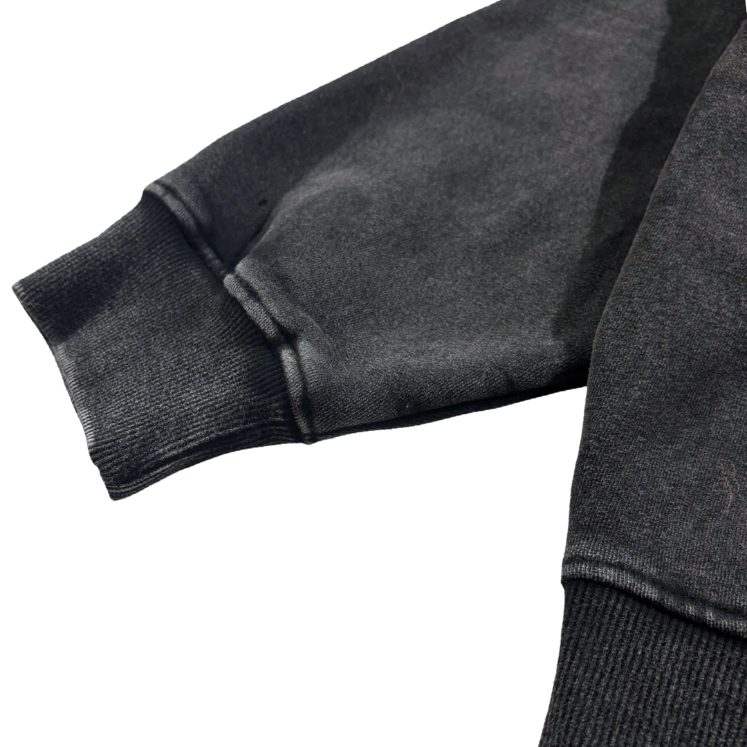 REMOVABLE FUR ZIP HOODIE - BLACK