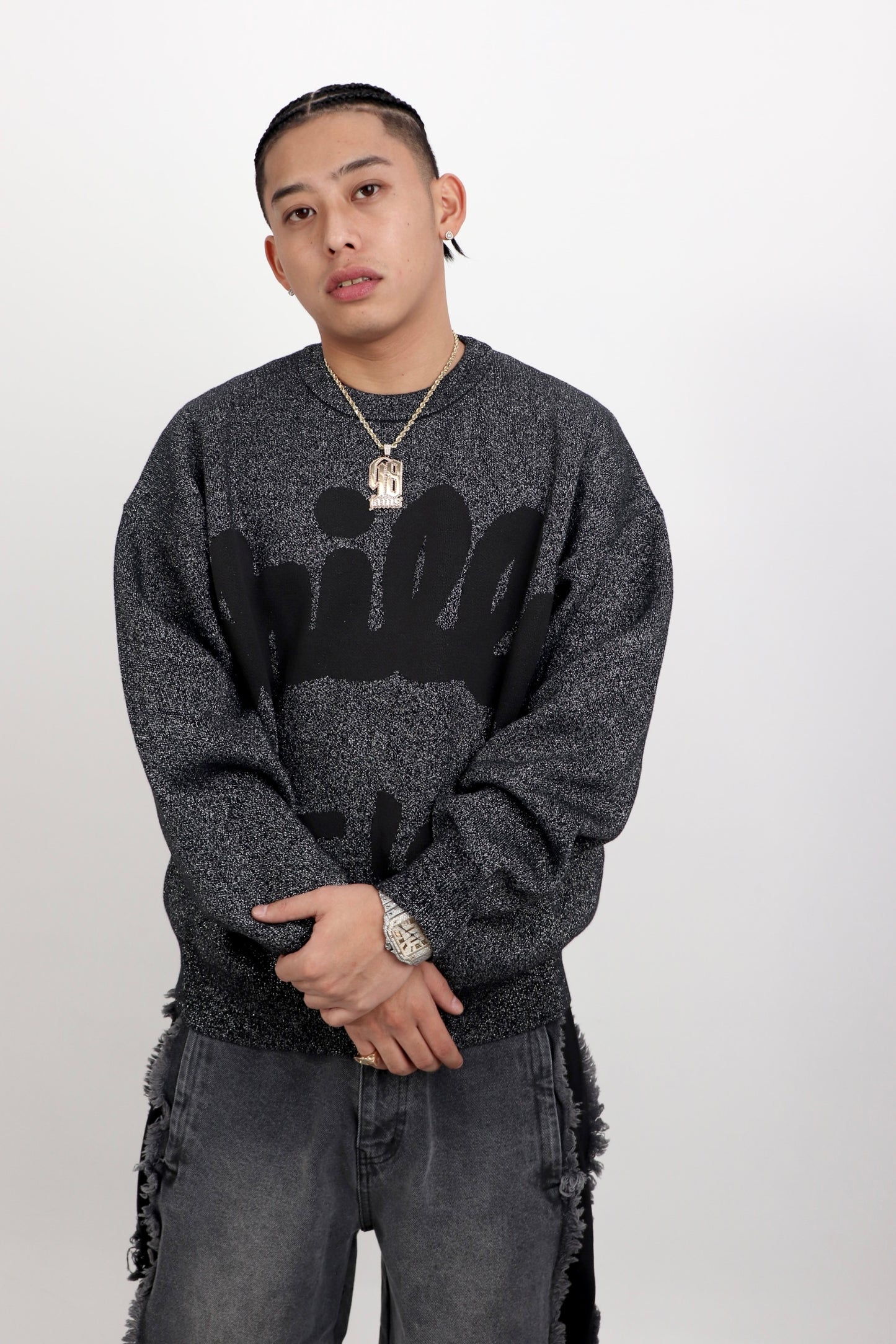 SHINY SWEATER - BLACK