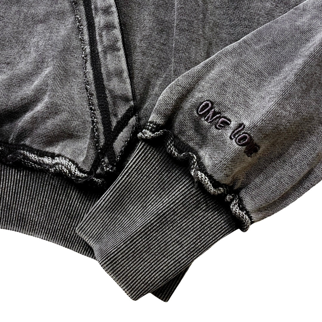 NY BUTTERFLY PIGMENT ZIP HOODIE - BLACK