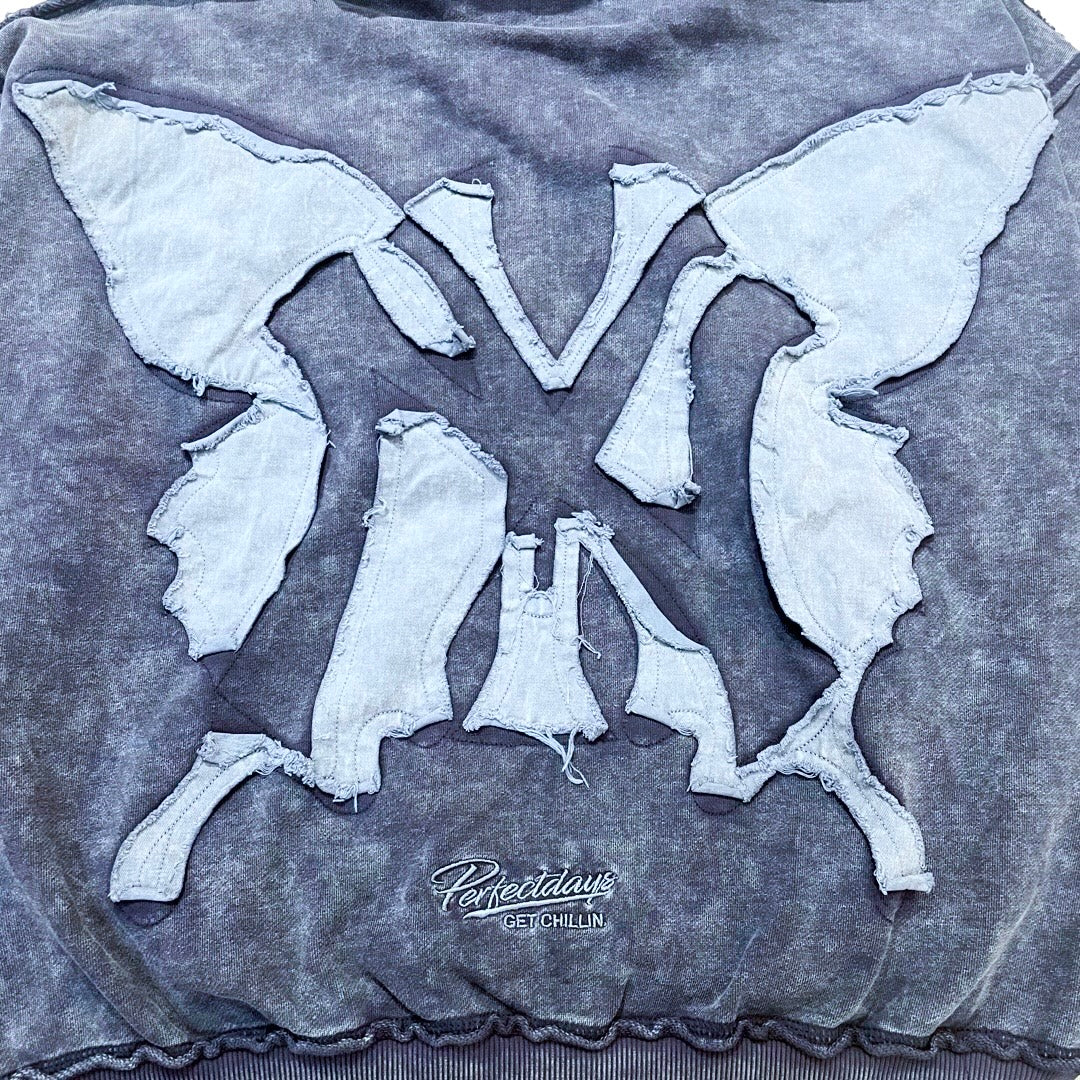 NY BUTTERFLY PIGMENT ZIP HOODIE - NAVY