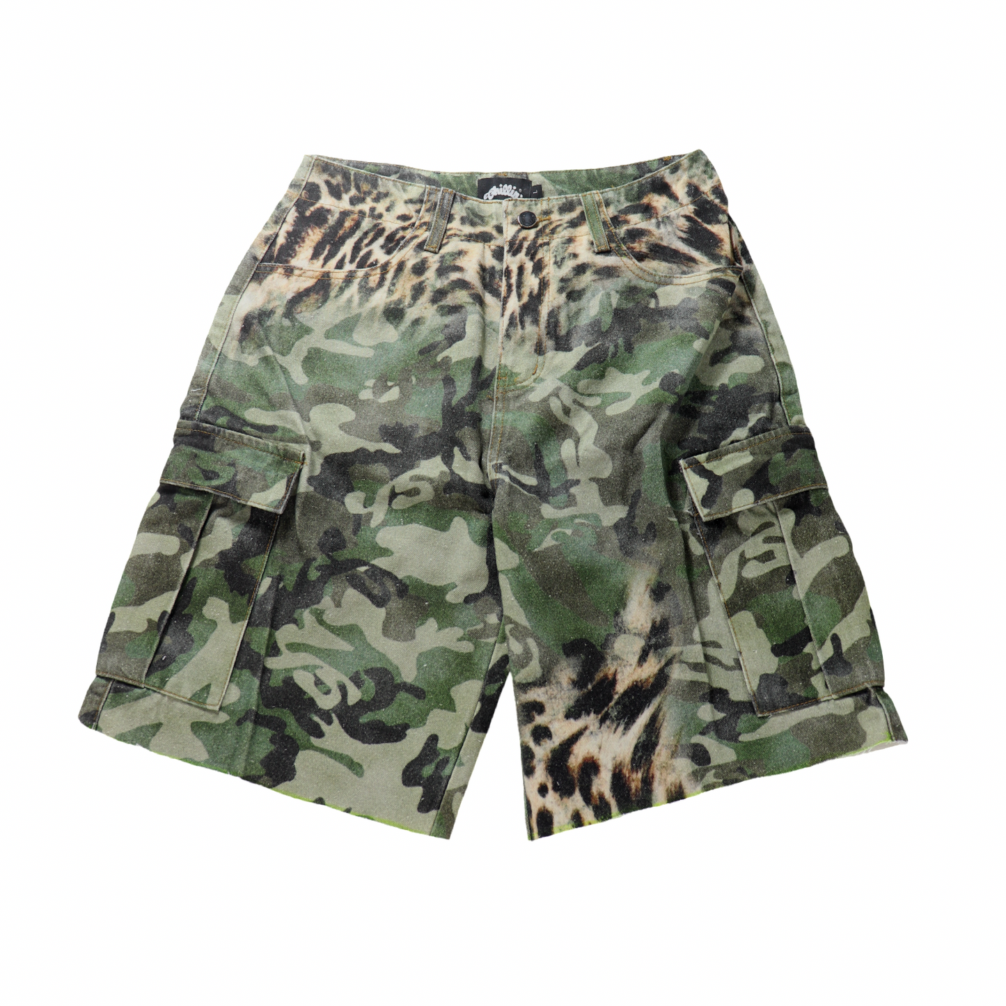 LEOPARD CAMO CARGO SHORTS