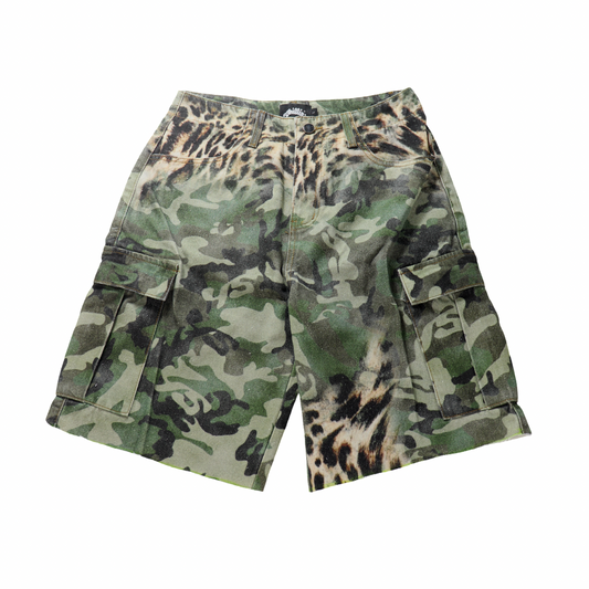 LEOPARD CAMO CARGO SHORTS