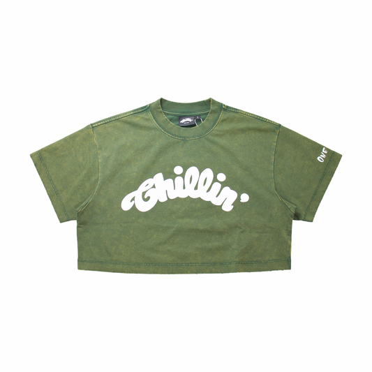 Women's BIG LOGO CROPPED PIGMENT S/S TEE - GREEN