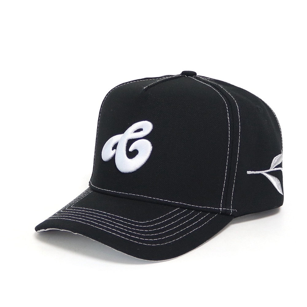 "C LOGO" 5 PANEL CAP - Black