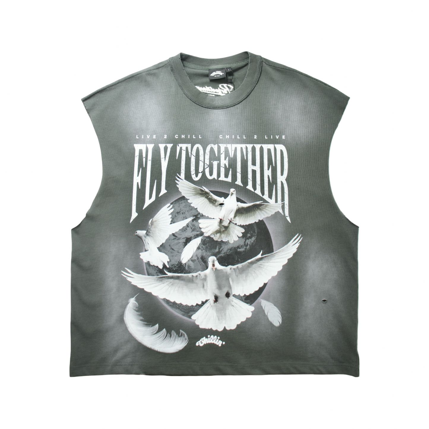 DOVE SLEEVELESS TEE - GREY