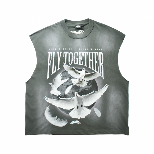 DOVE SLEEVELESS TEE - GREY