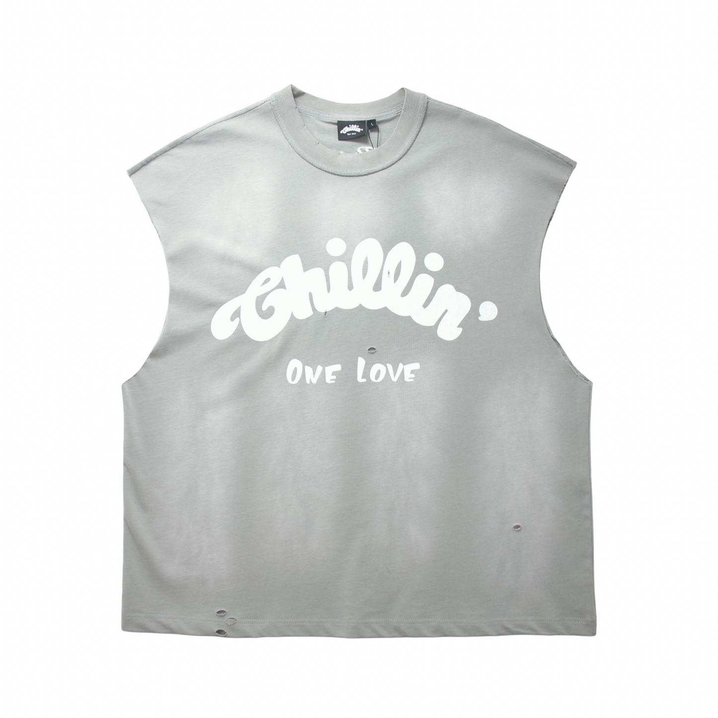 BIG LOGO SLEEVELESS TEE - GREY