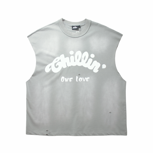 BIG LOGO SLEEVELESS TEE - GREY