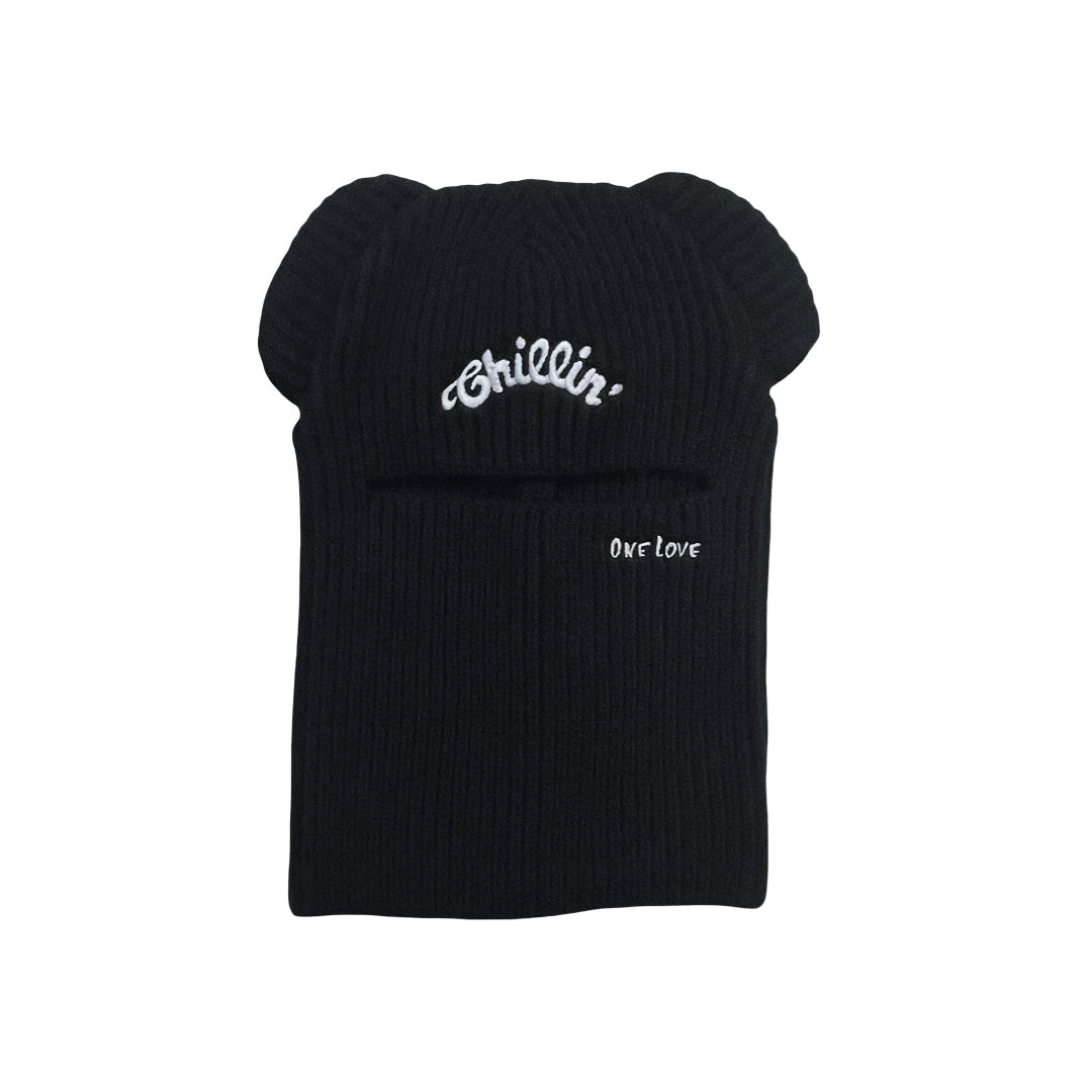 KNIT BALACLAVA "BLACK CAT"- BLACK