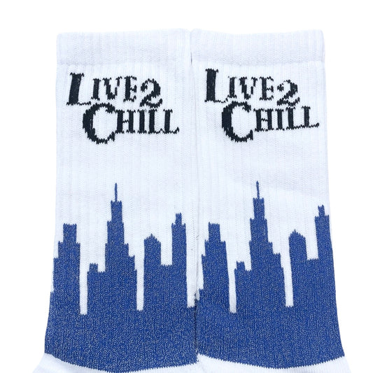 CITY NY REFLECTOR SOCKS - WHITE / NAVY
