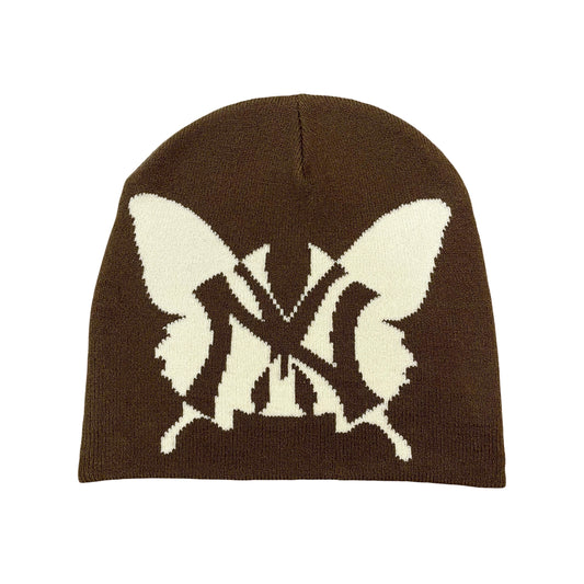 NY BUTTERFLY BEANIE - BROWN