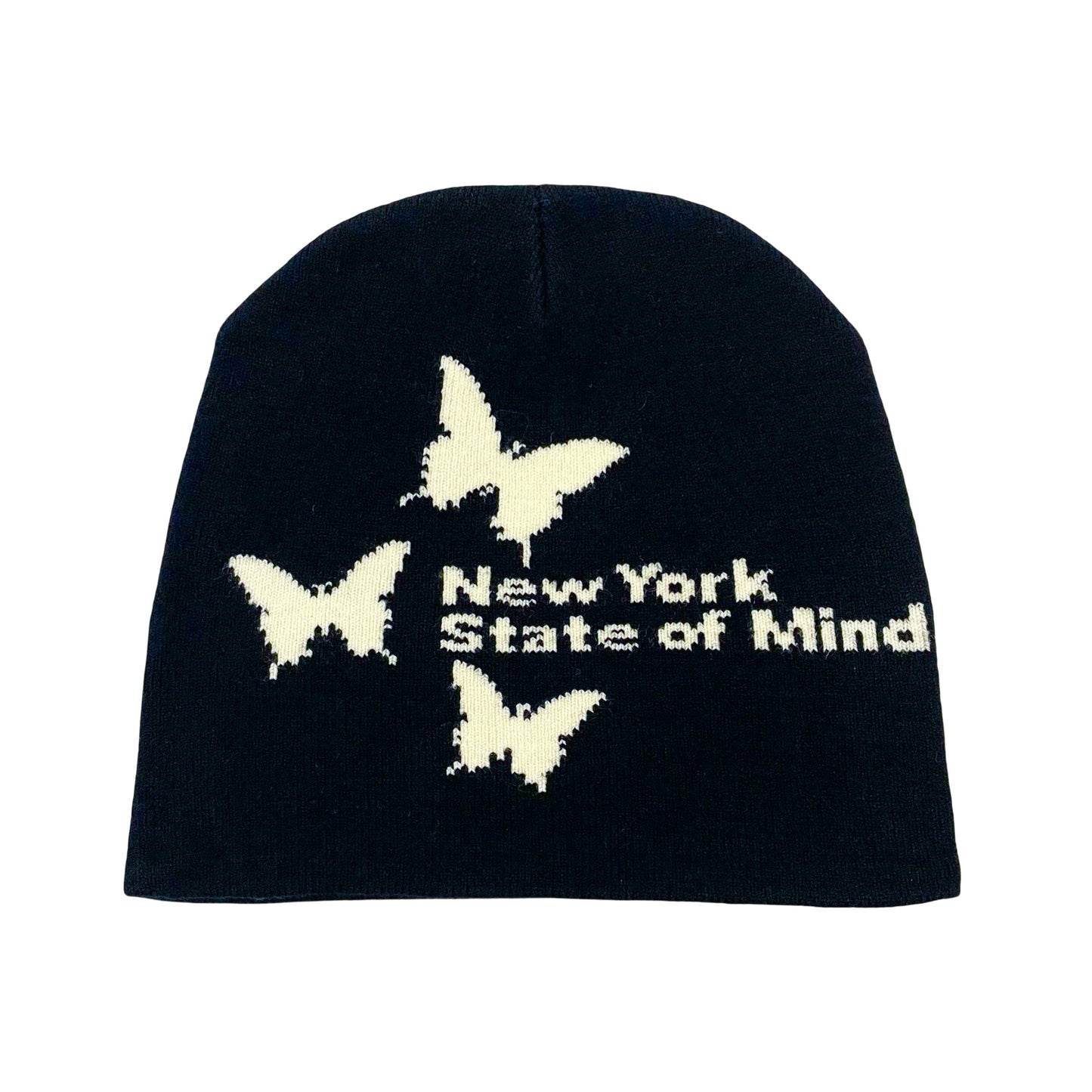 NY BUTTERFLY BEANIE - BLACK