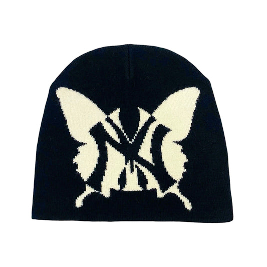 NY BUTTERFLY BEANIE - BLACK