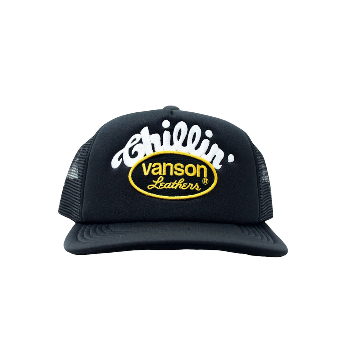 × vanson -LOGO 5PANEL MESH CAP - Black