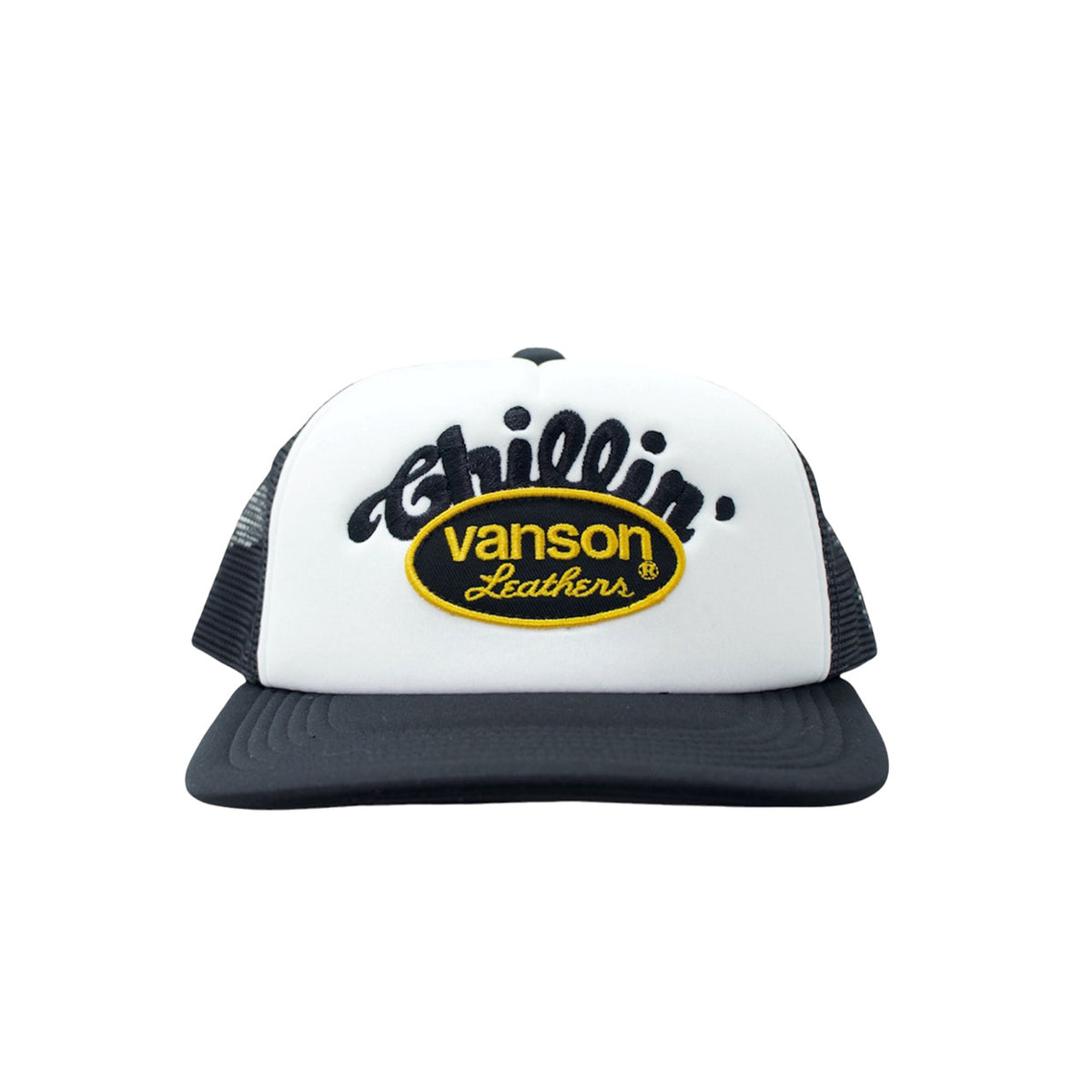 × vanson -LOGO 5PANEL MESH CAP - White