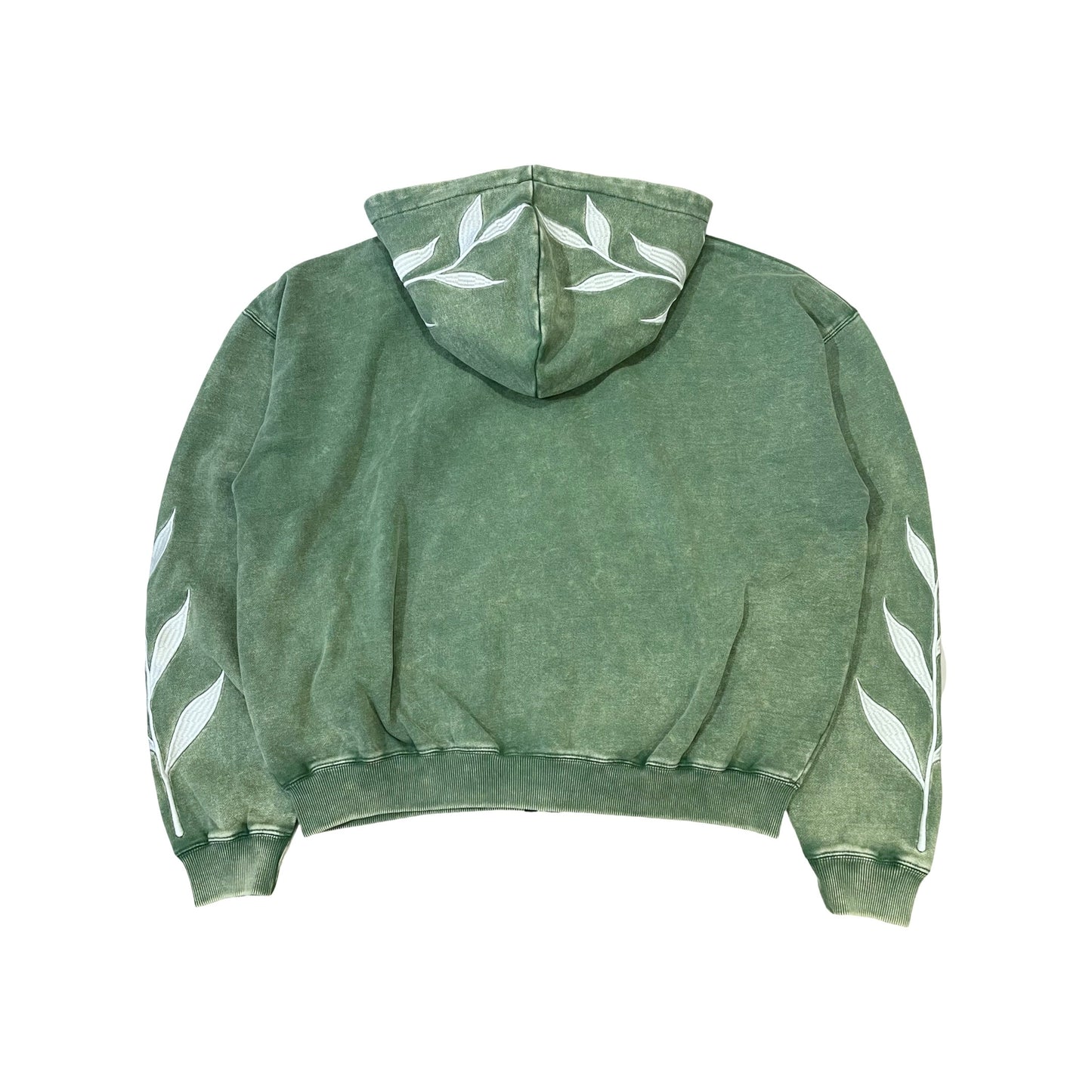 "DOVE" PIGMENT ZIP HOODIE - GREEN