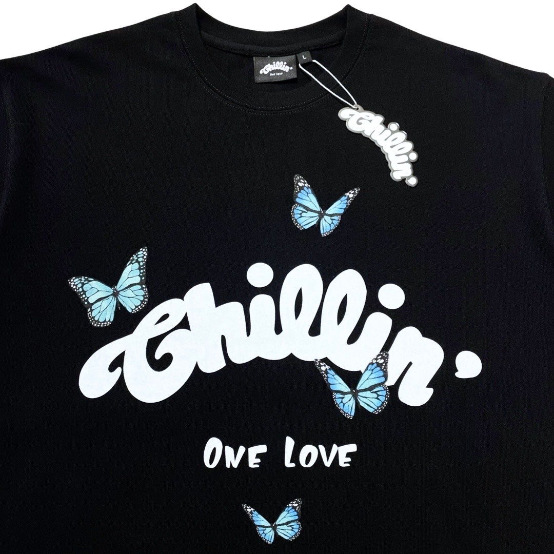 BIG LOGO BUTTERFLY S/S TEE - BLACK / MINT