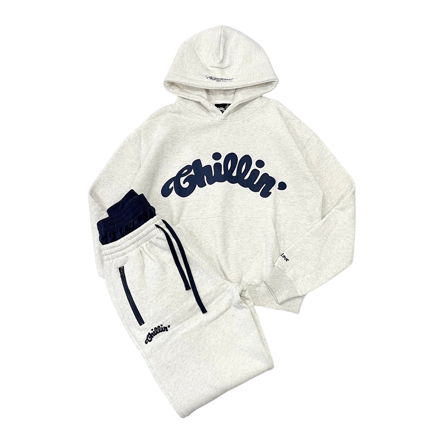 BIG LOGO LAYERED  SWEAT SET- GREY