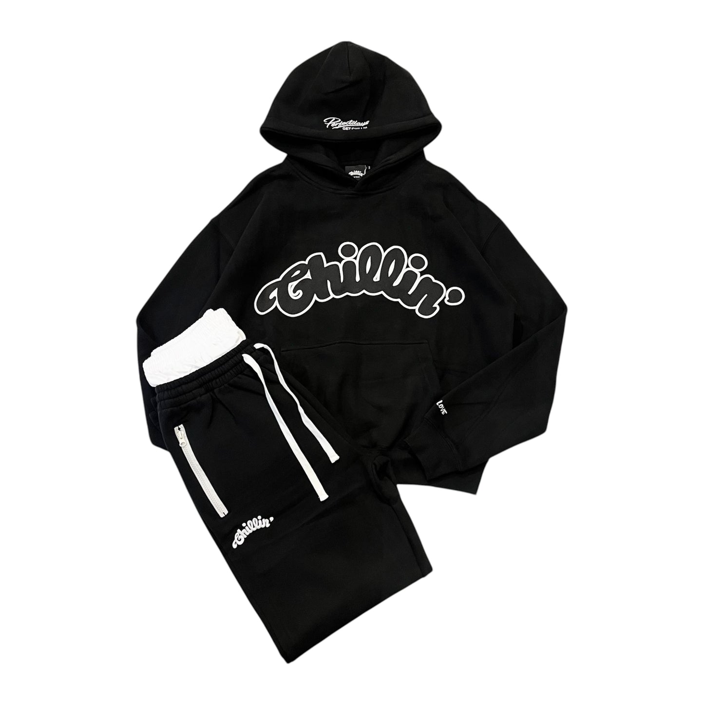 BIG LOGO LAYERED  SWEAT SET- BLACK