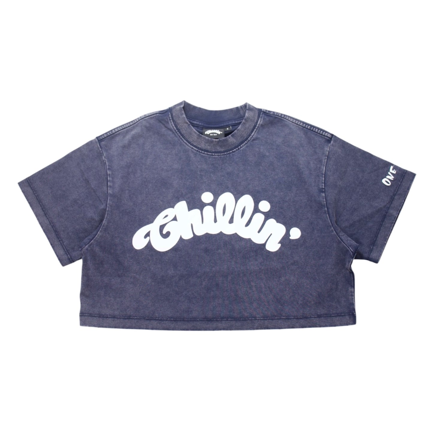 Women's BIG LOGO CROPPED PIGMENT S/S TEE -NAVY