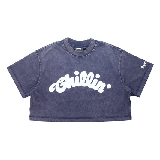 Women's BIG LOGO CROPPED PIGMENT S/S TEE -NAVY