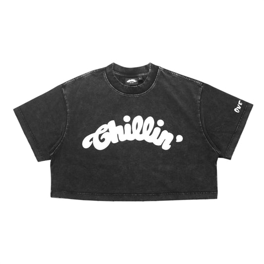 Women's BIG LOGO CROPPED PIGMENT S/S TEE - BLACK